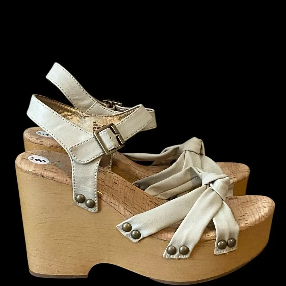 Kork-Ease | Korks Dawson Wedge Sandals | Studded platform Off White Sandals NWOB